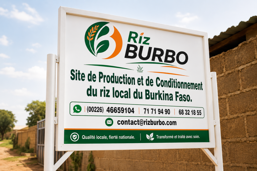 Panneau d'indication de l'usine Riz Burbo
